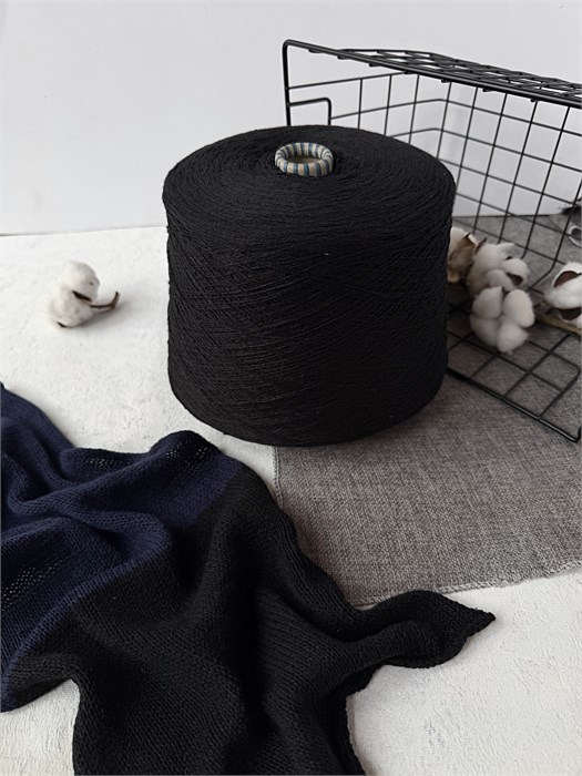 SetaLino (Filati Buratti), 50% лен, 50% шелк, 100 г/1000 м, цвет чёрный 3614